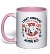 Mug with a colored handle Karate Champions light-pink фото