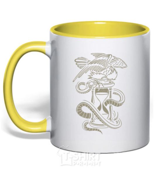 Mug with a colored handle Hourglass yellow фото