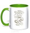 Mug with a colored handle Hourglass kelly-green фото