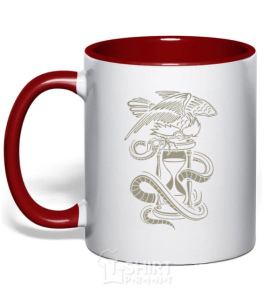 Mug with a colored handle Hourglass red фото