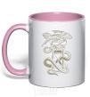 Mug with a colored handle Hourglass light-pink фото