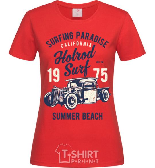 Women's T-shirt Hotrod Surf red фото