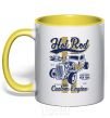 Mug with a colored handle Hot Rod New York yellow фото