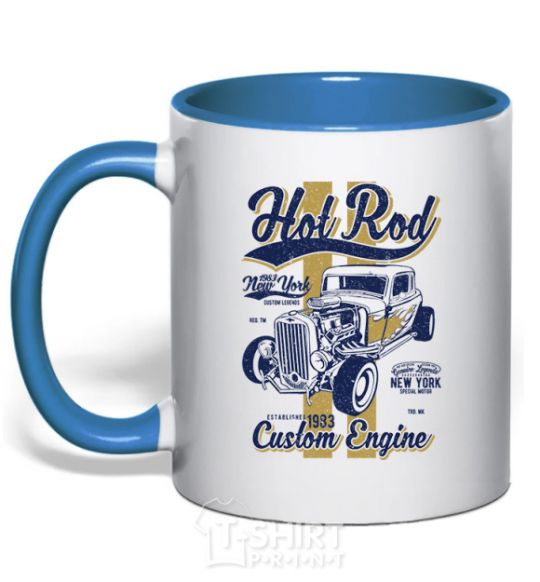 Mug with a colored handle Hot Rod New York royal-blue фото