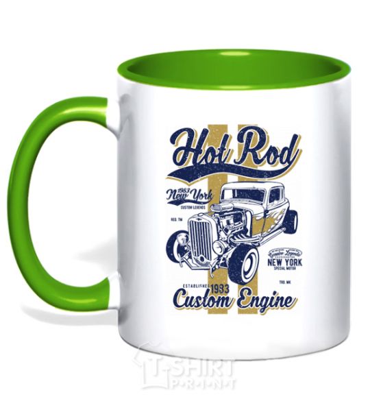 Mug with a colored handle Hot Rod New York kelly-green фото