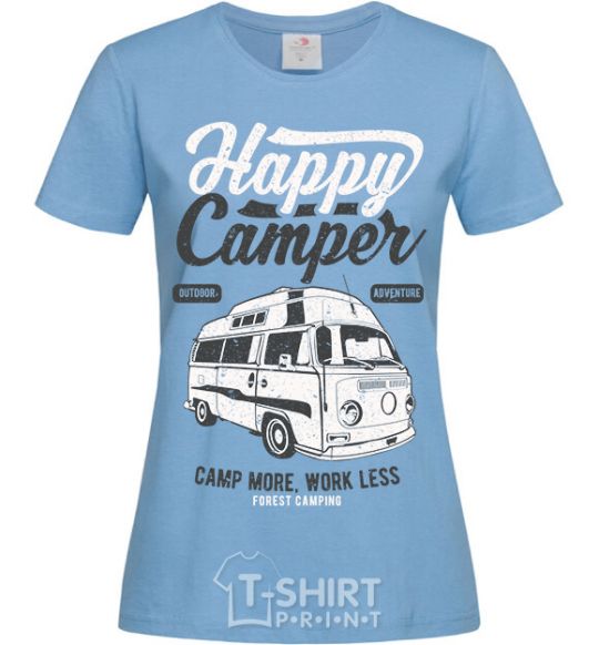 Women's T-shirt Happy Camper sky-blue фото