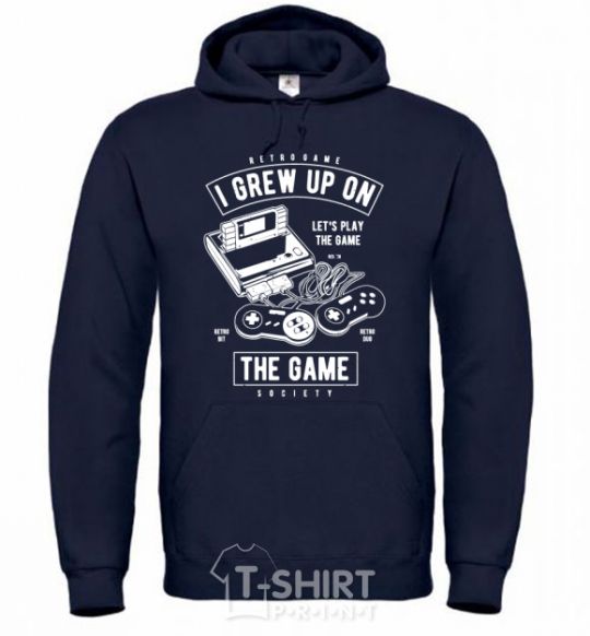 Men`s hoodie Grew up on the game navy-blue фото