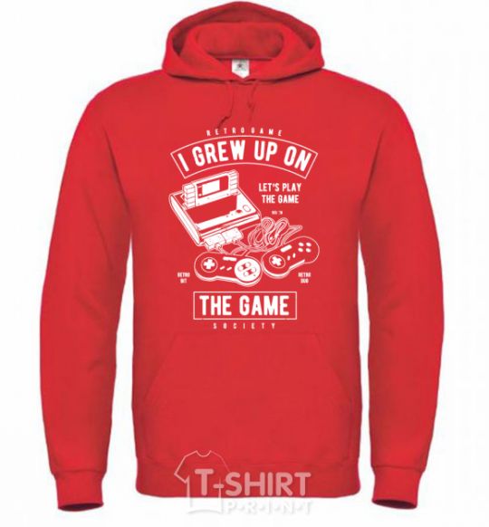 Men`s hoodie Grew up on the game bright-red фото