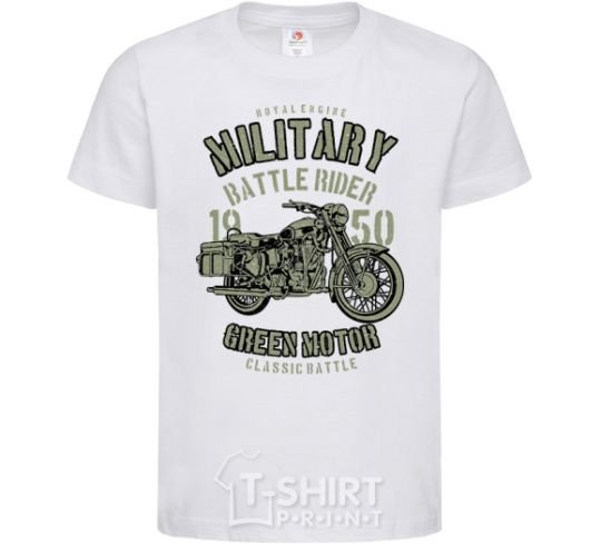 Kids T-shirt Green Military Ride White фото