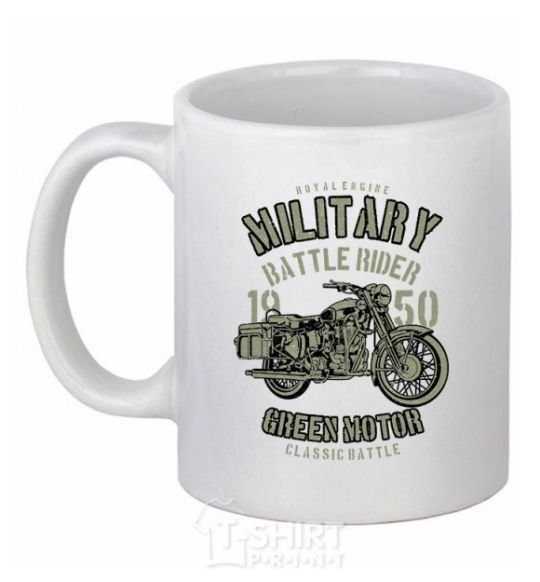 Ceramic mug Green Military Ride White фото