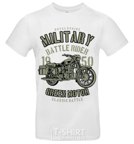 Men's T-Shirt Green Military Ride White фото