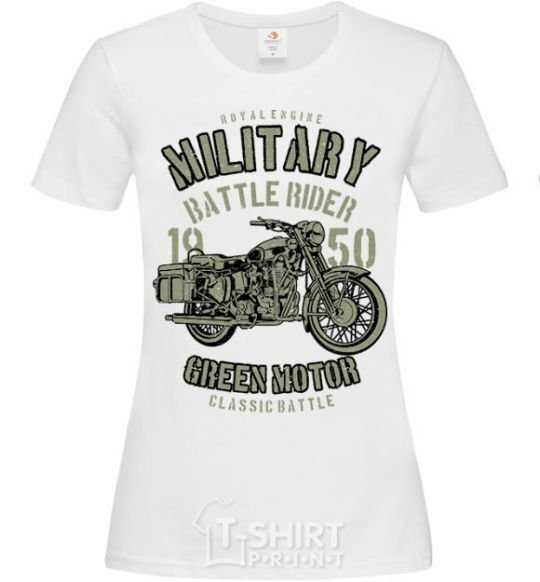 Women's T-shirt Green Military Ride White фото