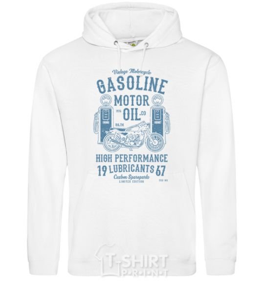 Мужская толстовка (худи) Gasoline Motor Oil Белый фото