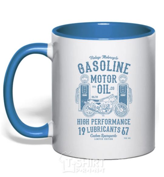Чашка с цветной ручкой Gasoline Motor Oil Ярко-синий фото