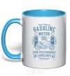 Mug with a colored handle Gasoline Motor Oil sky-blue фото