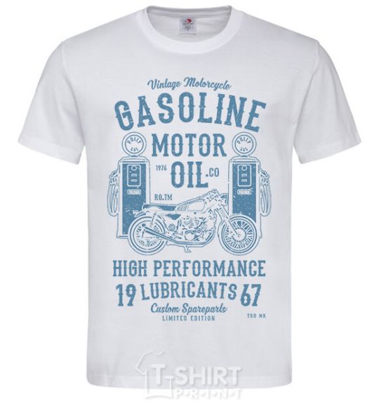 Men's T-Shirt Gasoline Motor Oil White фото