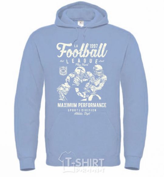 Men`s hoodie Football League sky-blue фото