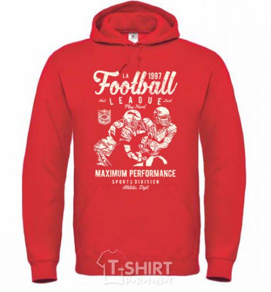 Men`s hoodie Football League bright-red фото