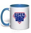Mug with a colored handle Super Dad red and blue royal-blue фото