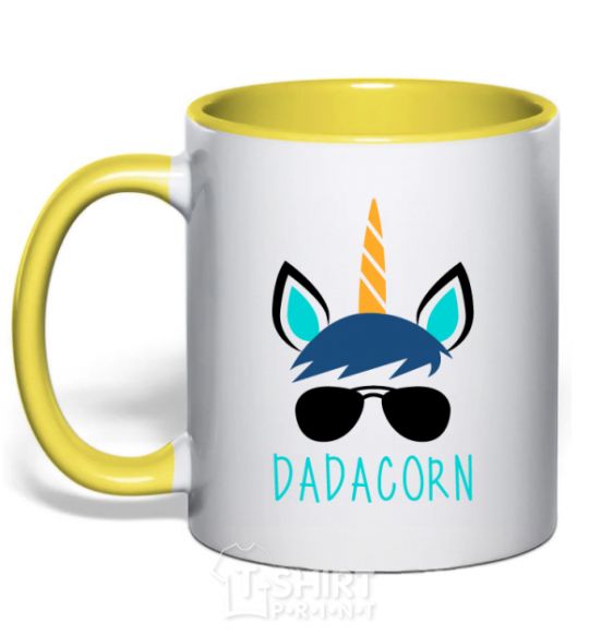 Mug with a colored handle Dadacorn yellow фото