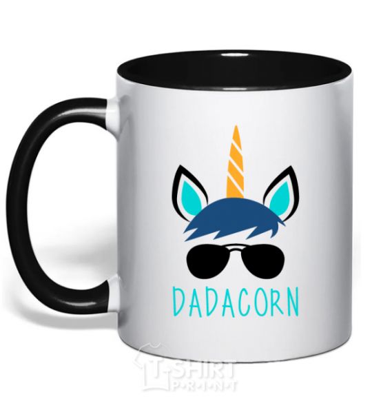 Mug with a colored handle Dadacorn black фото