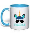 Mug with a colored handle Dadacorn sky-blue фото