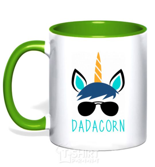 Mug with a colored handle Dadacorn kelly-green фото