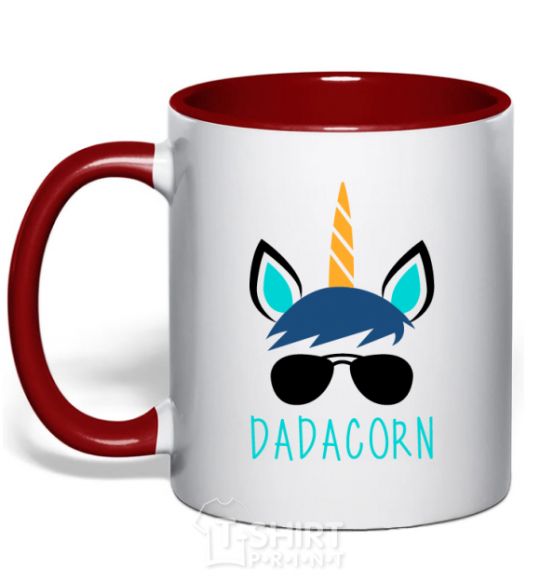 Mug with a colored handle Dadacorn red фото