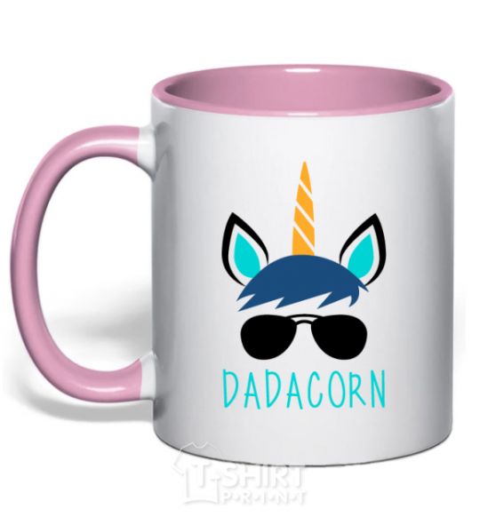 Mug with a colored handle Dadacorn light-pink фото