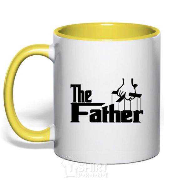 Mug with a colored handle The father yellow фото