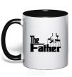 Mug with a colored handle The father black фото