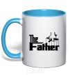 Mug with a colored handle The father sky-blue фото