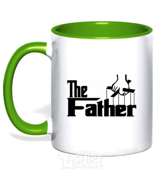 Mug with a colored handle The father kelly-green фото