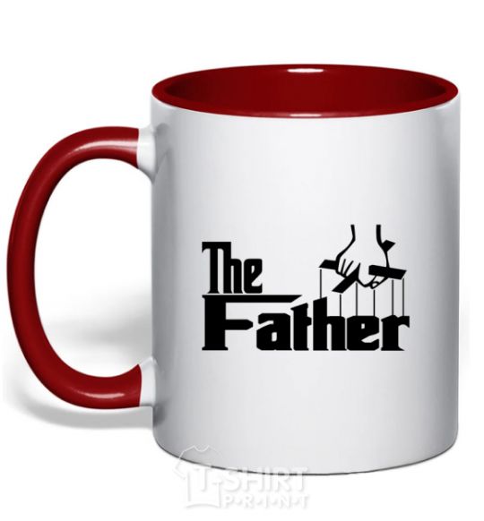 Mug with a colored handle The father red фото
