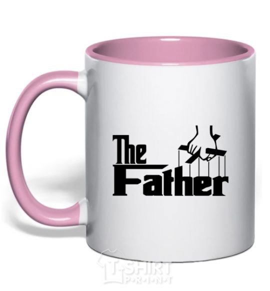 Чашка с цветной ручкой The father Нежно розовый фото