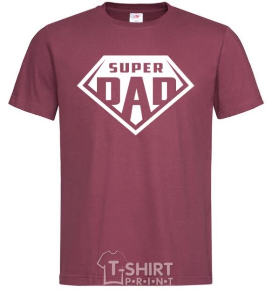 Men's T-Shirt Super dad white burgundy фото