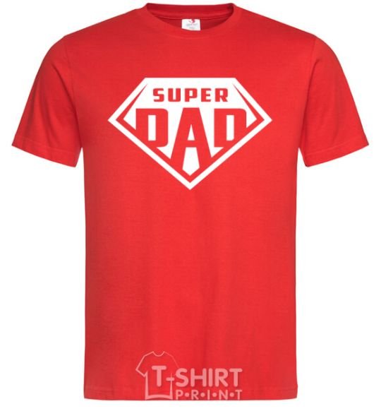 Men's T-Shirt Super dad white red фото