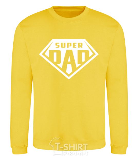 Свитшот Super dad белый Солнечно желтый фото