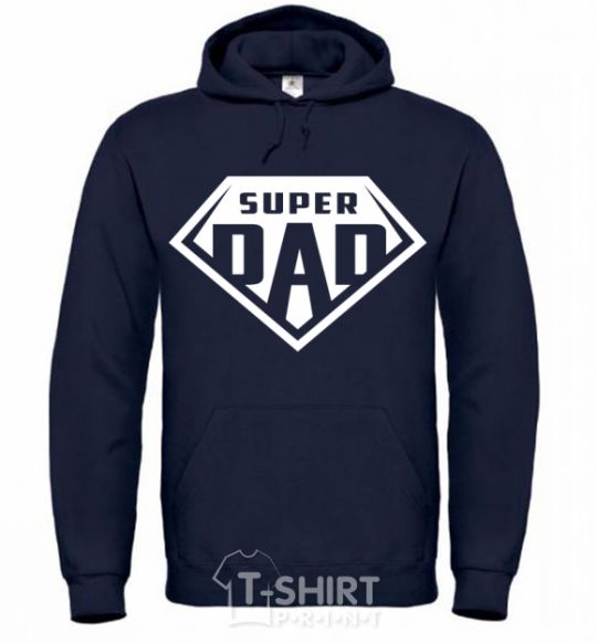 Men`s hoodie Super dad white navy-blue фото