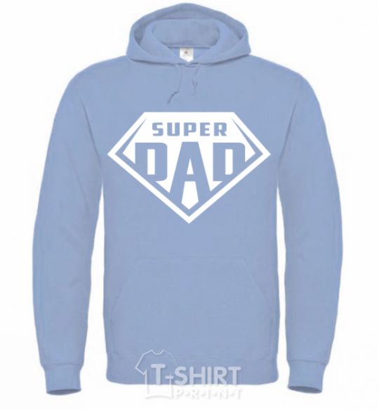 Men`s hoodie Super dad white sky-blue фото