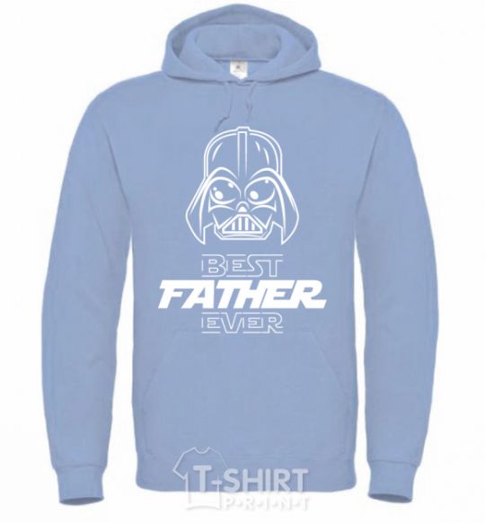 Men`s hoodie Best father ever Darth sky-blue фото