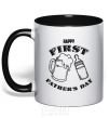 Mug with a colored handle Happy first father's day black фото