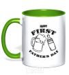 Mug with a colored handle Happy first father's day kelly-green фото