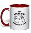 Mug with a colored handle Happy first father's day red фото