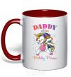 Mug with a colored handle Daddy of the birthday princess red фото