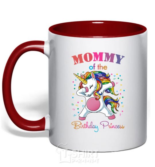 Чашка с цветной ручкой Mommy of the birthday princess Красный фото