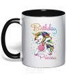 Mug with a colored handle Birthday princess black фото