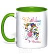 Mug with a colored handle Birthday princess kelly-green фото