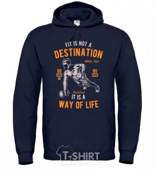 Men`s hoodie Fit Is Not A Destination navy-blue фото