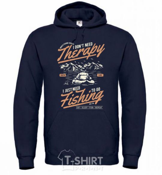Men`s hoodie Fishing Therapy navy-blue фото